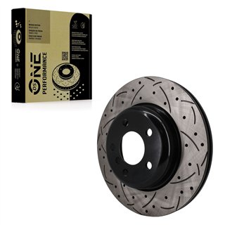DS-One | Coated Slotted & Drilled Disc Brake Rotor - Front - BMW 528i 2011-2016