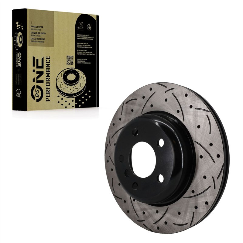 DS-One | Coated Slotted & Drilled Disc Brake Rotor - Front - BMW 528i 2011-2016