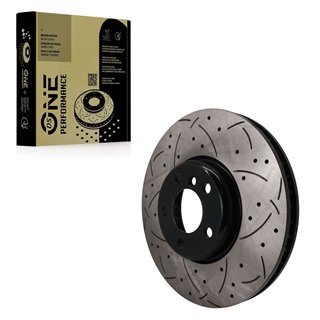 DS-One | Coated Slotted & Drilled Disc Brake Rotor - Front Right - BMW 528i / 535i / 535i GT / 550i + 2010-2018