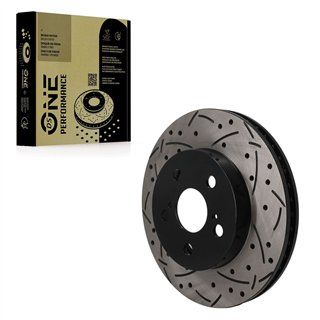 DS-One | Coated Slotted & Drilled Disc Brake Rotor - Front - Corolla / Prius / Prius AWD-e / Prius Prime 2016-2022