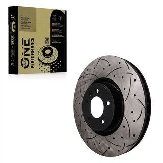 DS-One | Coated Slotted & Drilled Disc Brake Rotor - Front - Defender 90 / Defender 110 / Defender 130 / Discovery + 2010-2025