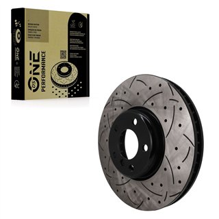 DS-One | Coated Slotted & Drilled Disc Brake Rotor - Front Left - BMW 528i / 535i / 535i GT / 550i + 2010-2018