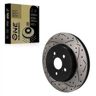 DS-One | Coated Slotted & Drilled Disc Brake Rotor - Front - Corolla / Prius Prime 2019-2025