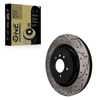 DS-One | Coated Slotted & Drilled Disc Brake Rotor - Rear - Defender 90 / Defender 110 / Defender 130 / Discovery + 2013-2025