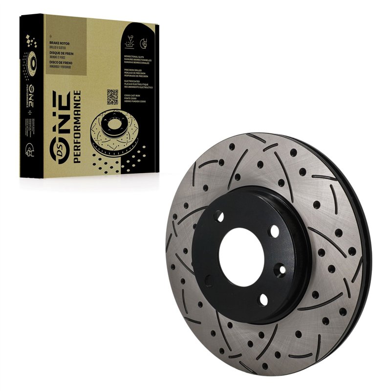 DS-One | Coated Slotted & Drilled Disc Brake Rotor - Front - Spark 2016-2022