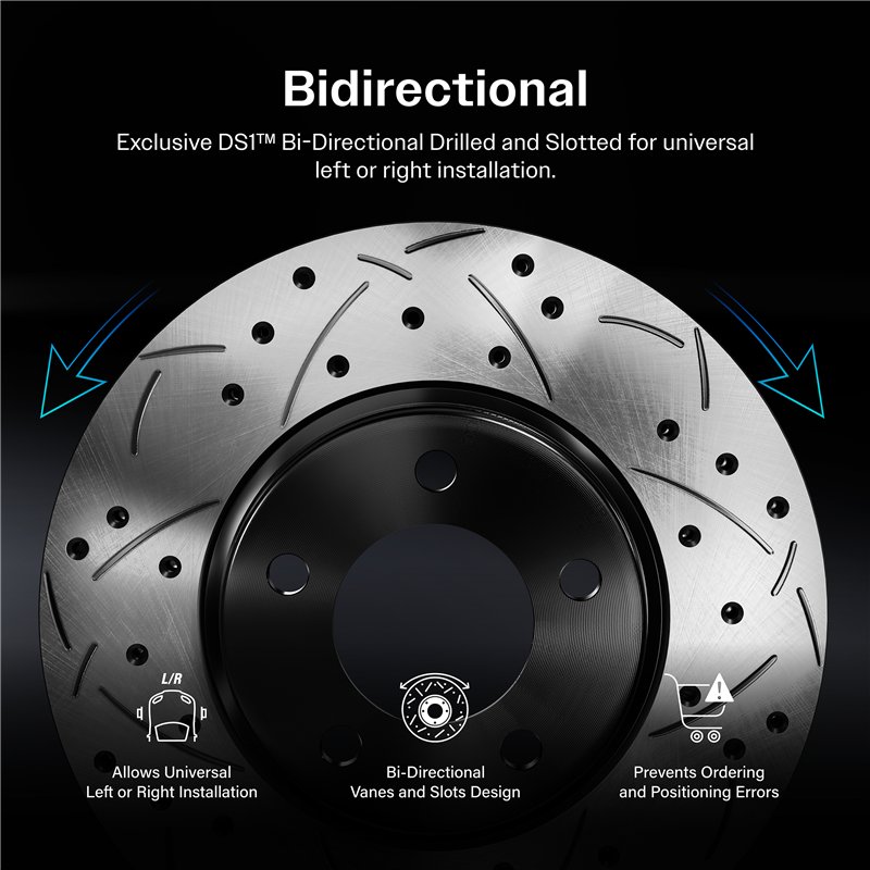 DS-One | Coated Slotted & Drilled Disc Brake Rotor - Rear - Explorer / Mustang / Police Interceptor Utility / Aviator 2020-2024