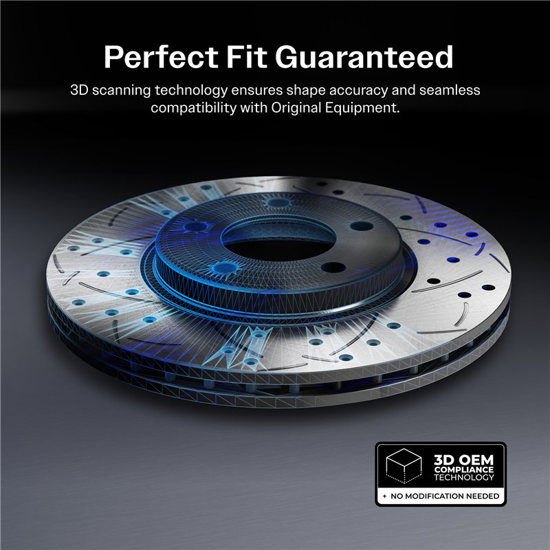 DS-One | Coated Slotted & Drilled Disc Brake Rotor - Rear - S60 / S90 / V60 / V90 + 2016-2025