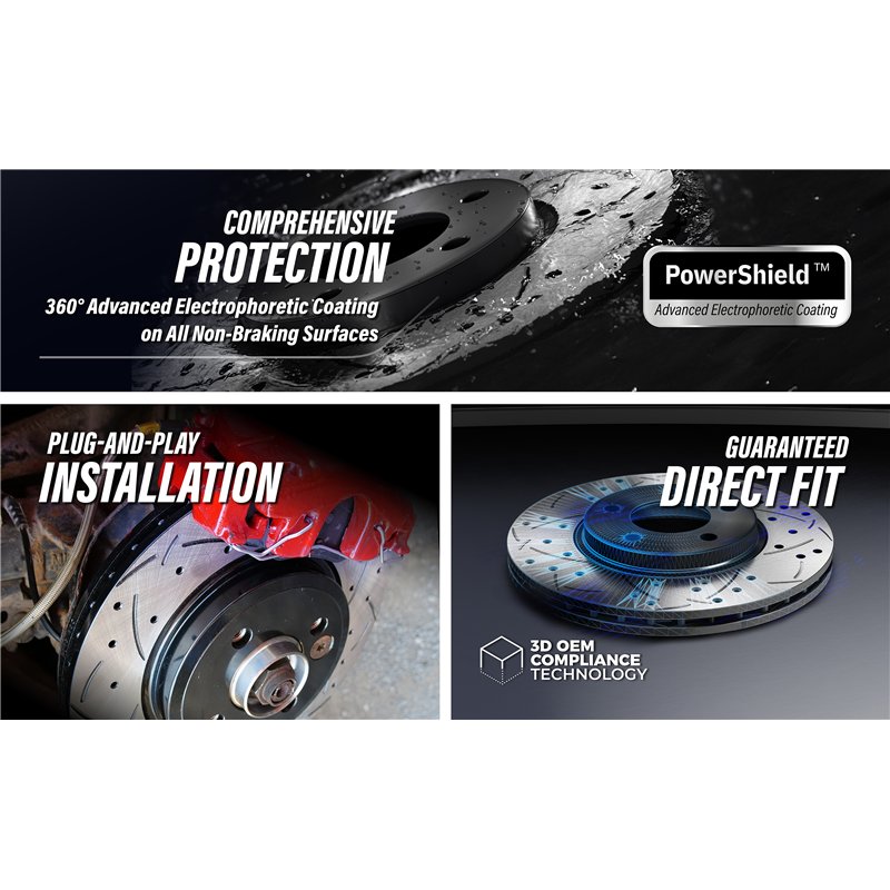 DS-One | Coated Slotted & Drilled Disc Brake Rotor - Rear - LEAF / Qashqai / Rogue / Rogue Sport 2017-2025
