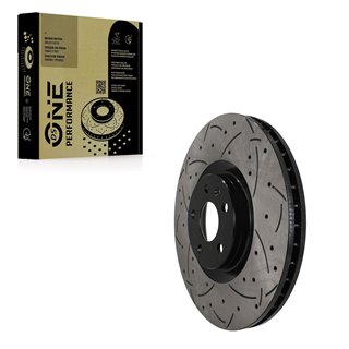 DS-One | Coated Slotted & Drilled Disc Brake Rotor - Front - C40 Recharge / S60 / S90 / V60 + 2016-2025