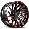 GT OFFROAD | AGGRESSION 22.00x12.00 ET-44 - Gloss Black Milled Red