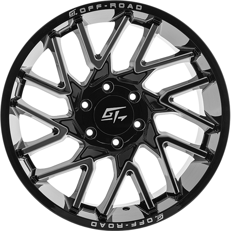GT OFFROAD | AGGRESSION 22.00x12.00 ET-44 - Gloss Black Milled Red