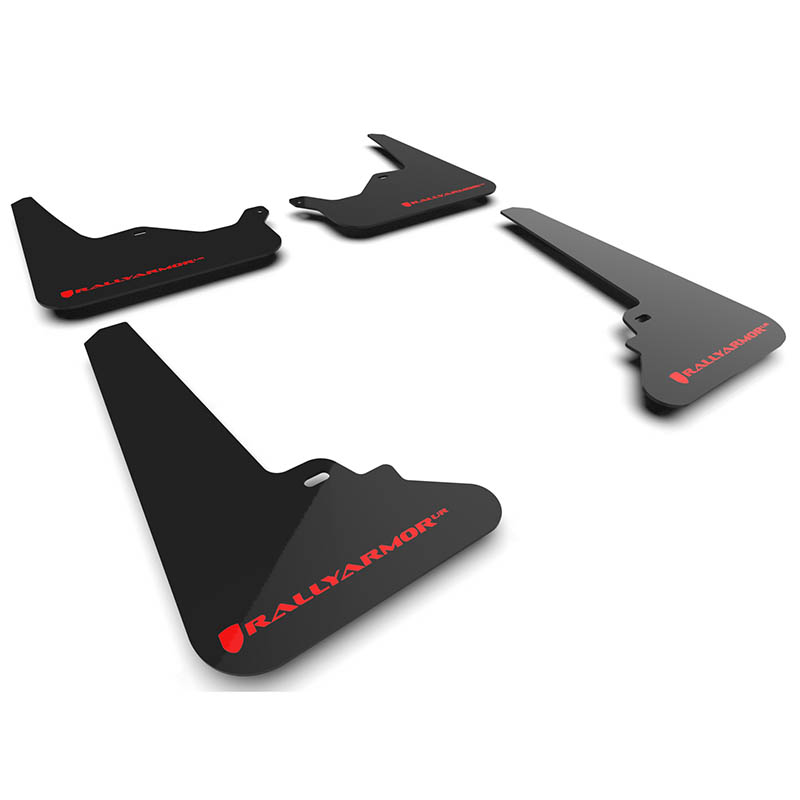 RallyArmor | Black UR Mud Flap Red Logo - Tesla Model S / S Plaid 2021-2024 RallyArmor Mud Flaps