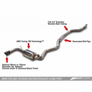 AWE Tuning | Touring Cat-Back Exhaust - 320i / 320i xDrive 2.0T 2013-2018 AWE Tuning Cat-Back Exhausts