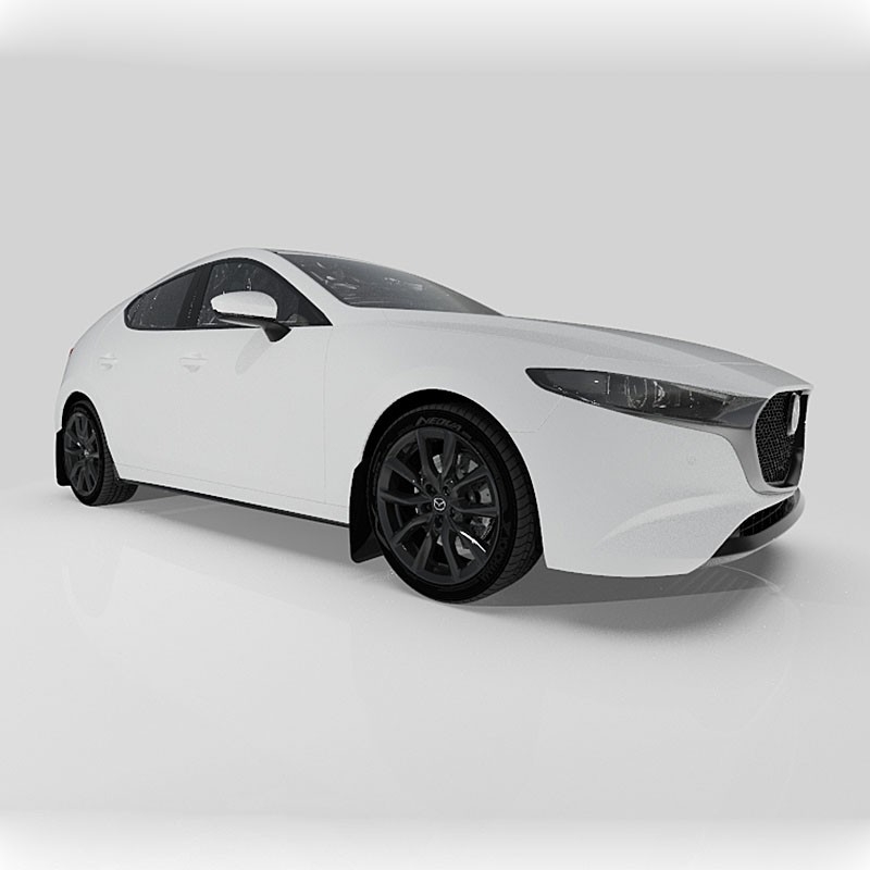 RallyArmor | Black UR Mud Flap White Logo - Mazda3 Hatch 2019-2023 RallyArmor Garde-boue