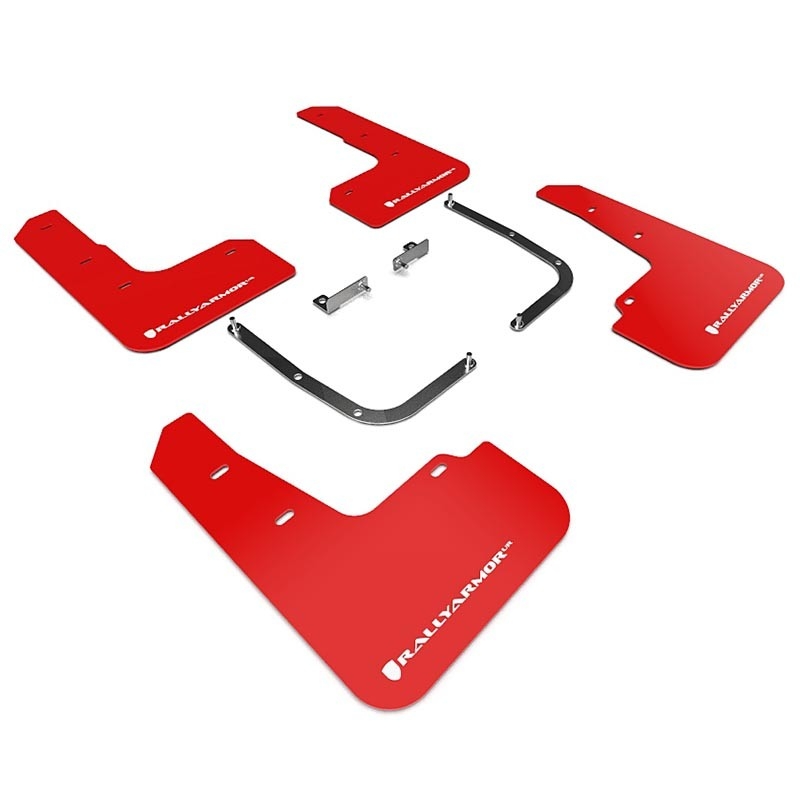 RallyArmor | Red UR Mud Flap White Logo - Veloster 2019+ RallyArmor Garde-boue