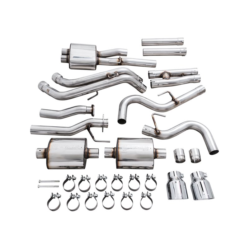 AWE Tuning | 0FG Exhaust with BashGuard (Dual Chrome Silver Tips) - Tacoma 3.5L 2016-2023