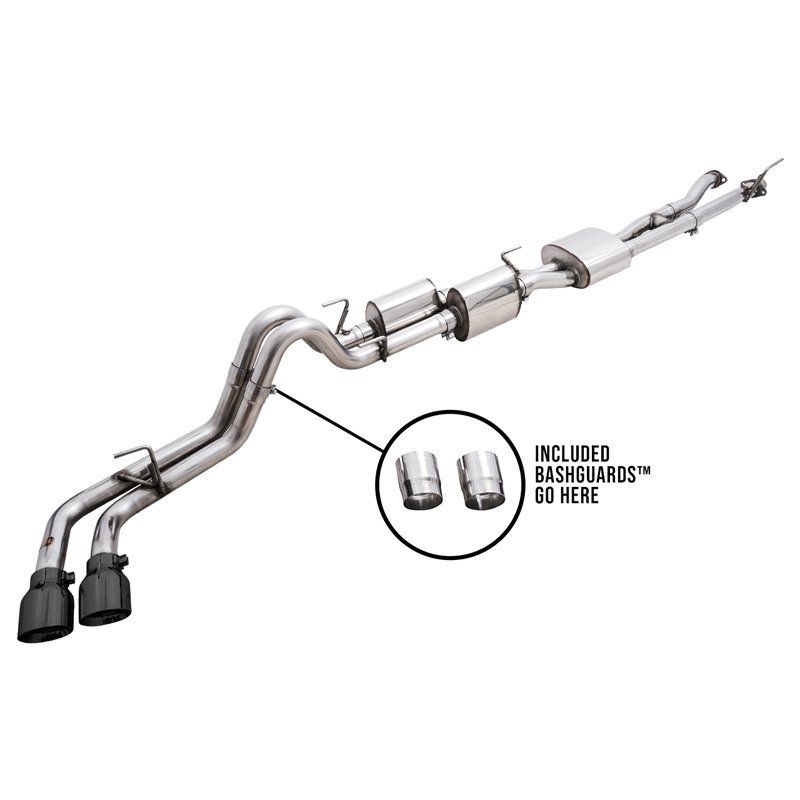 AWE Tuning | 0FG Exhaust with BashGuard (Dual Diamond Black Tips) - Tacoma 3.5L 2016-2023
