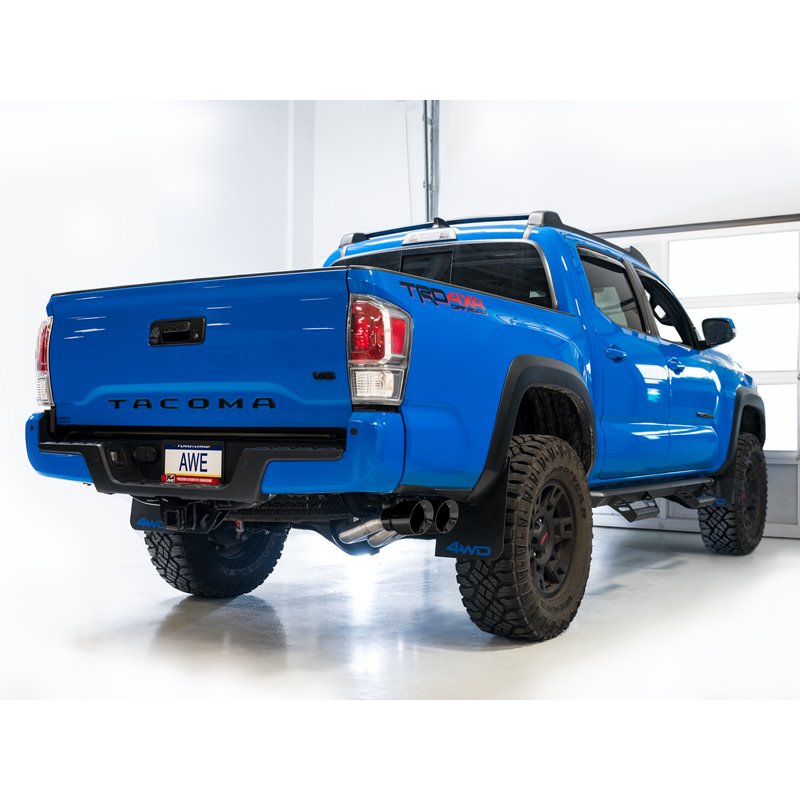 AWE Tuning | 0FG Exhaust with BashGuard (Dual Diamond Black Tips) - Tacoma 3.5L 2016-2023