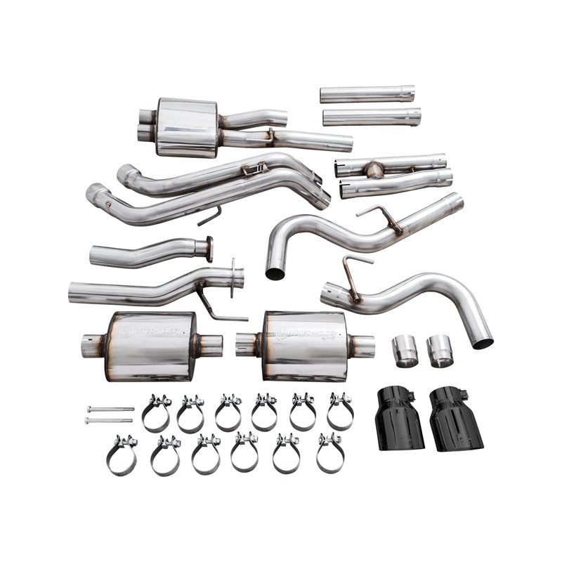AWE Tuning | 0FG Exhaust with BashGuard (Dual Diamond Black Tips) - Tacoma 3.5L 2016-2023