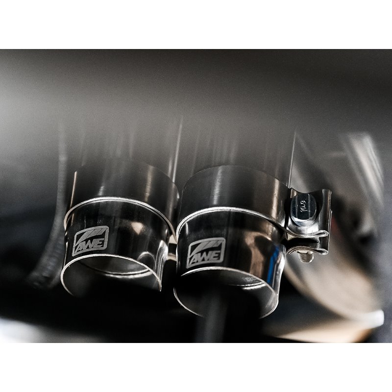 AWE Tuning | 0FG Exhaust with BashGuard (Dual Diamond Black Tips) - Tacoma 3.5L 2016-2023