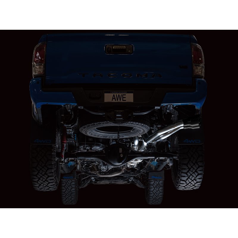 AWE Tuning | 0FG Exhaust with BashGuard (Dual Diamond Black Tips) - Tacoma 3.5L 2016-2023