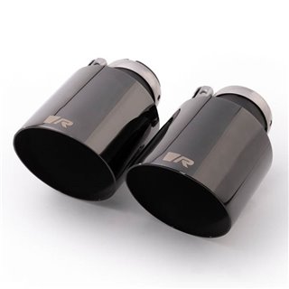REMUS | 4" Angled Glossy Black / Stainless Steel Tail Pipe Set (2)