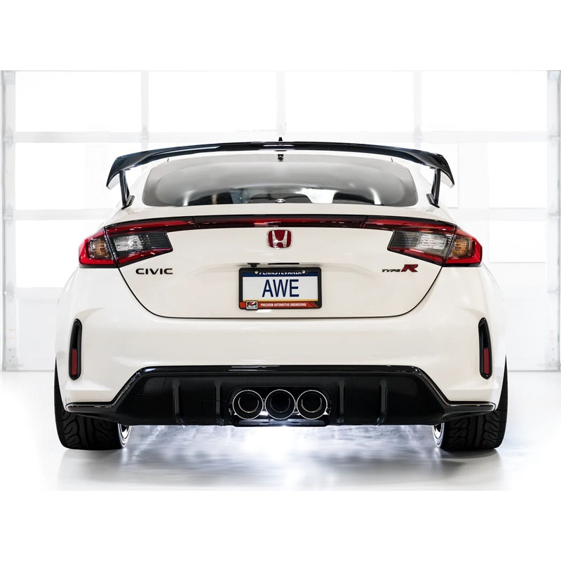 AWE Tuning | Track Cat-Back Exhaust Tri 4.5" Chrome Tips - Civic Type R FL5 2023 AWE Tuning Cat-Back Exhausts