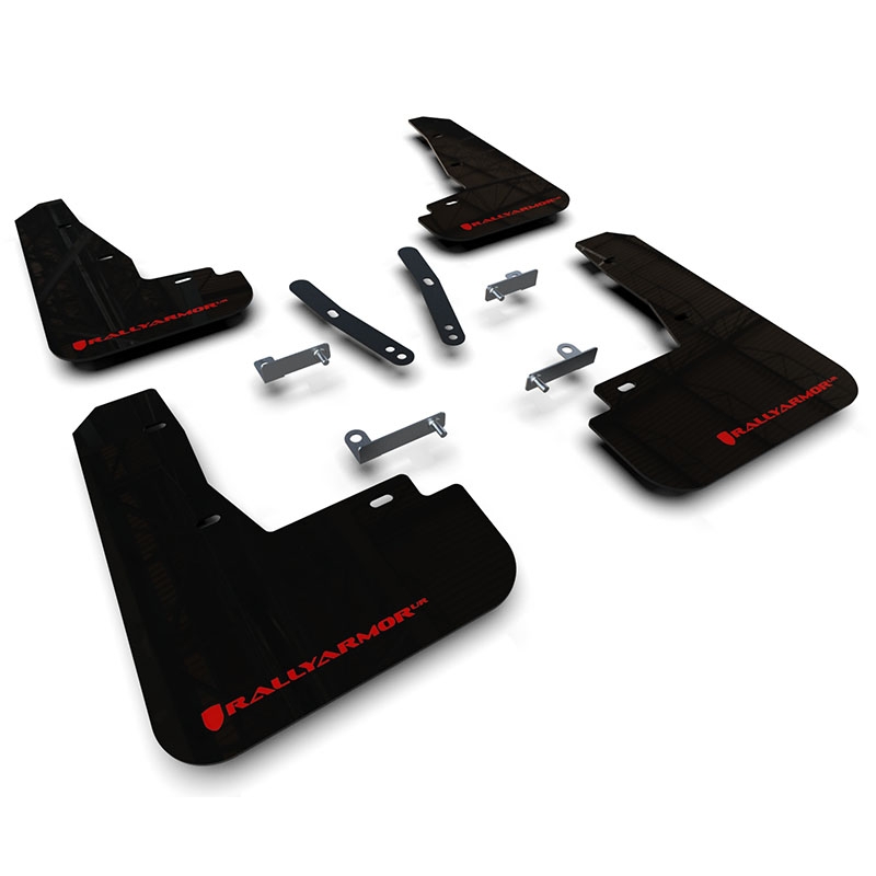 RallyArmor | Black UR Mud Flap Logo Rouge - Kia EV6 2022-2024 RallyArmor Garde-boue