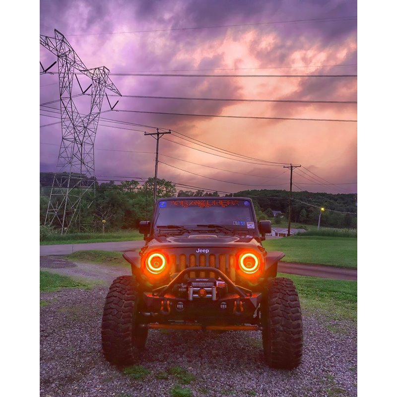 Oracle | 7 in. High Powered LED Headlights, Black Bezel, Dynamic ColorSHIFT - Wrangler (JK) 2007-2018