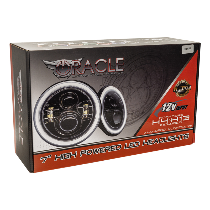 Oracle | 7 in. High Powered LED Headlights, Black Bezel, ColorSHIFT 2.0 - Wrangler (JK) 2007-2018