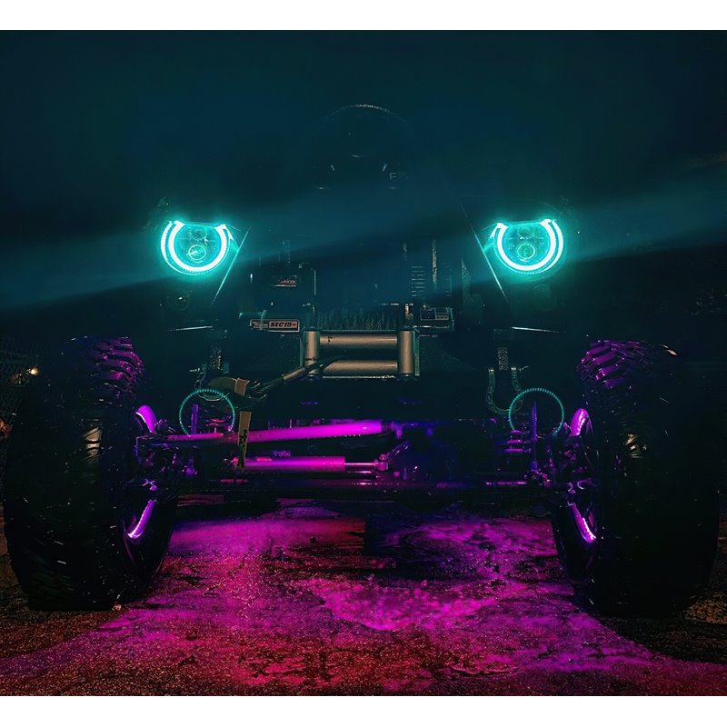 Oracle | 7 in. High Powered LED Headlights, Black Bezel, ColorSHIFT 2.0 - Wrangler (JK) 2007-2018
