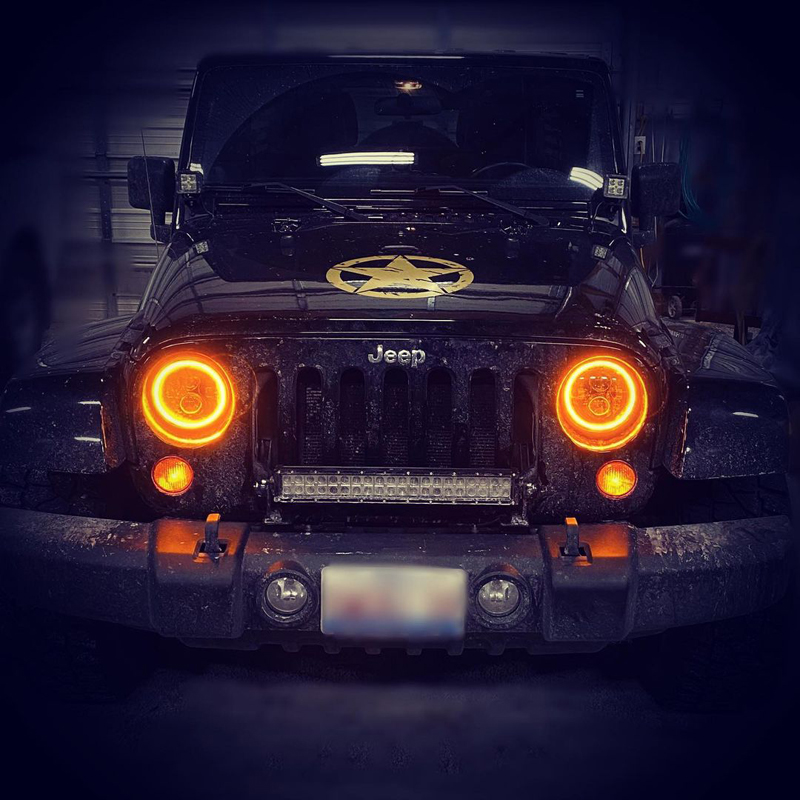 Oracle | 7 in. High Powered LED Headlights, Black Bezel, ColorSHIFT 2.0 - Wrangler (JK) 2007-2018