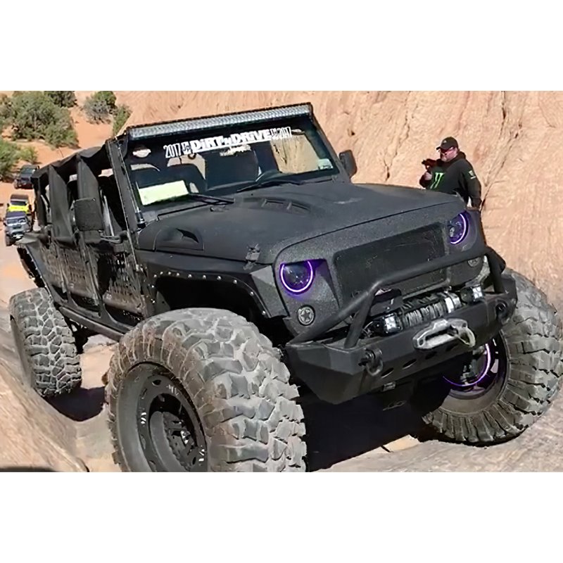 Oracle | 7 in. High Powered LED Headlights, Black Bezel, ColorSHIFT - No Controller - Wrangler (JK) 2007-2018