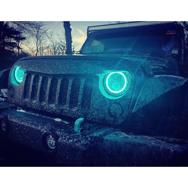 Oracle | 7 in. High Powered LED Headlights, Black Bezel, ColorSHIFT - No Controller - Wrangler (JK) 2007-2018