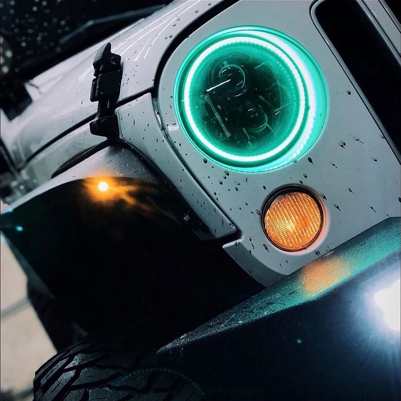 Oracle | 7 in. High Powered LED Headlights, Black Bezel, ColorSHIFT - BC1 - Wrangler (JK) 2007-2018
