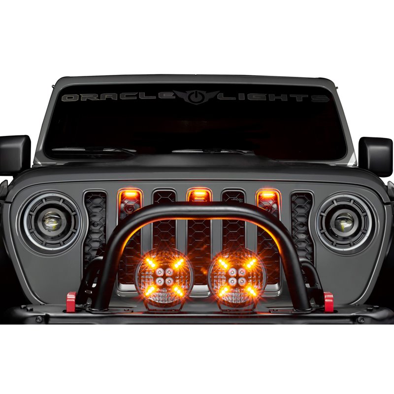 Oracle | Universal Pre-Runner Style LED Grill Light Kit (New Style) - Tinted Lens - Gladiator / Wrangler (JL) 2018-2022