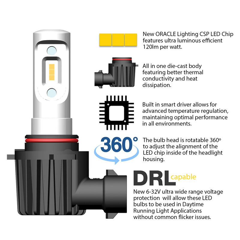 Oracle | 9007 VSeries LED Headlight Bulb Conversion Kit, 6000K Oracle Lighting Bulbs