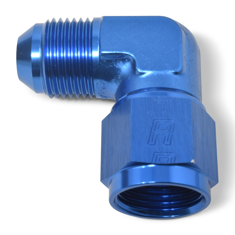 Russell | 4AN 90 Degree Swivel Female To 3AN Male Adapter Fitting With Blue Finish Russell Products Accessories