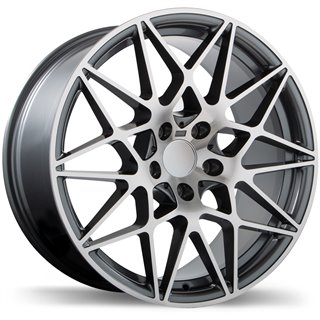 Replika | R208 ET35 - Gloss Gunmetal with Machined Face Replika Custom Wheels