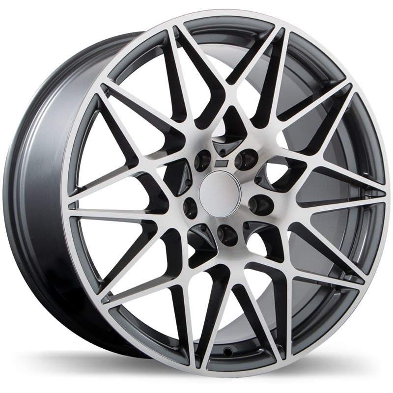 Replika | R208 ET40 - Gloss Gunmetal with Machined Face Replika Custom Wheels