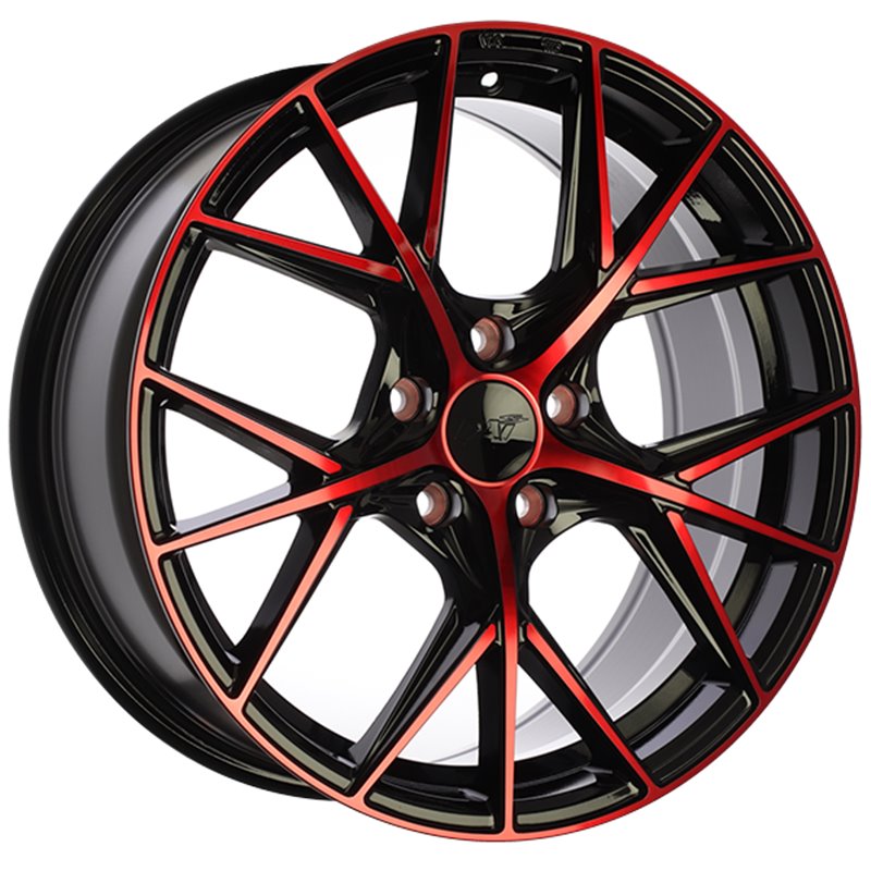 DAI Wheels | A-Spec ET40 - Gloss Black - Machined Face - Red Face DAI Custom Wheels