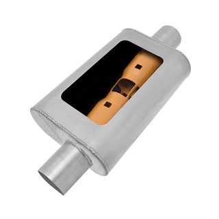 Gibson | MWA Offset/Center Oval Muffler Stainless Gibson Performance Silencieux