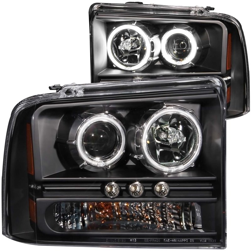 ANZO | Projector Headlight Set w/Halo - F-250 / F-350 / F-450 / F-550 2005-2007 Anzo USA Projector Headlight
