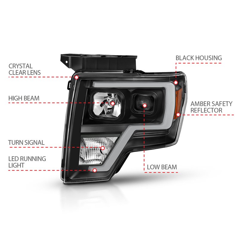 ANZO | Projector Headlight Set - F-150 2009-2014 Anzo USA Projector Headlight