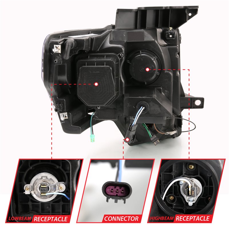 ANZO | Projector Headlight Set - F-150 2009-2014 Anzo USA Projector Headlight
