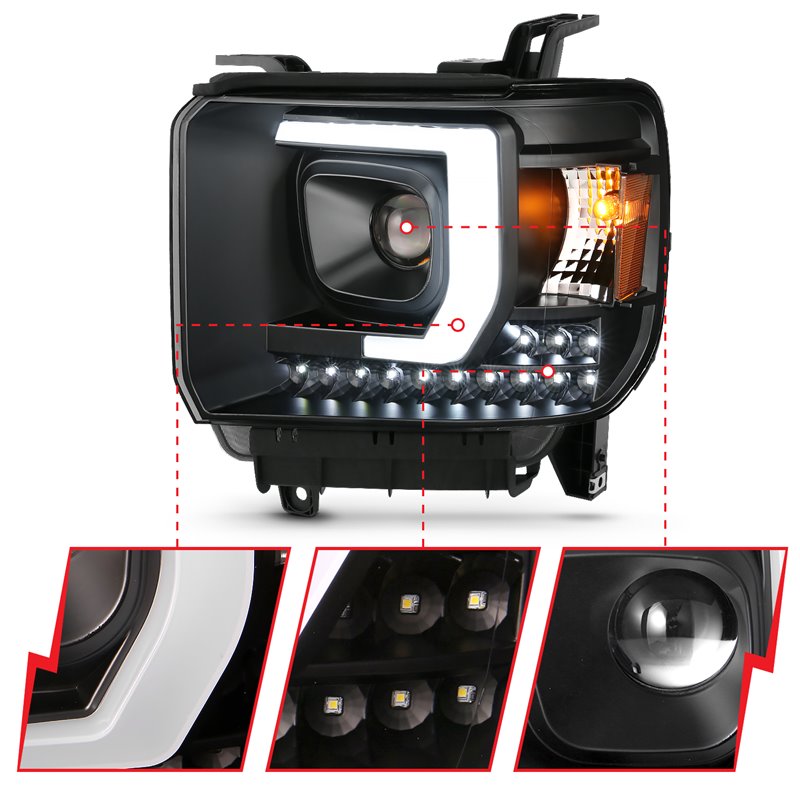 ANZO | Projector Headlight Set - Sierra 2500 HD / Sierra 3500 HD 6.0L / 6.6L 2014-2016 Anzo USA Projector Headlight