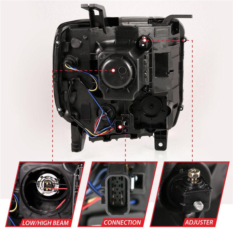 ANZO | Projector Headlight Set - Sierra 2500 HD / Sierra 3500 HD 6.0L / 6.6L 2014-2016 Anzo USA Projector Headlight