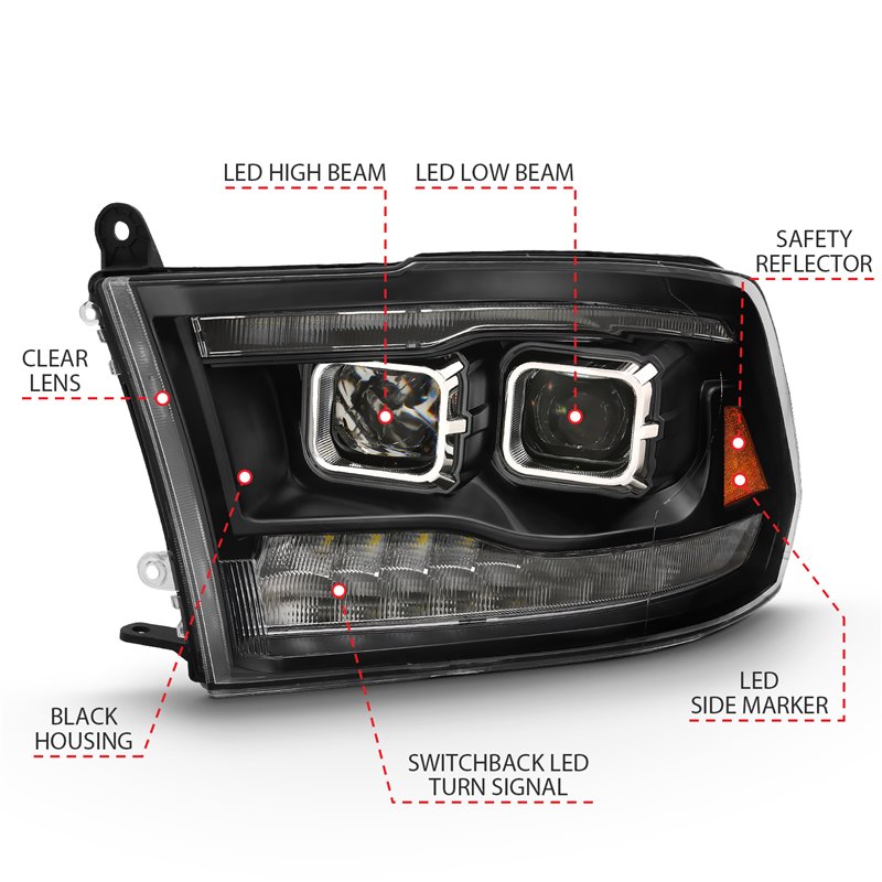 ANZO | LED Projector Headlight - Ram 1500 / 2500 / 3500 2009-2018 Anzo USA Projector Headlight