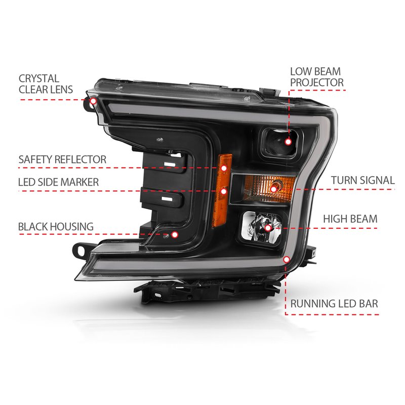 ANZO | Projector Headlight Set w/Halo - F-150 2018-2019 Anzo USA Projector Headlight