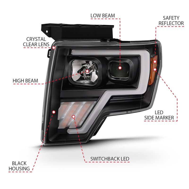 ANZO | Projector Headlight Set w/Halo - F-150 2009-2013 Anzo USA Projector Headlight